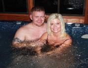 Romantic couple in hot tub Alla's B&B Dallas Tx. The best  jacuzzi experience!